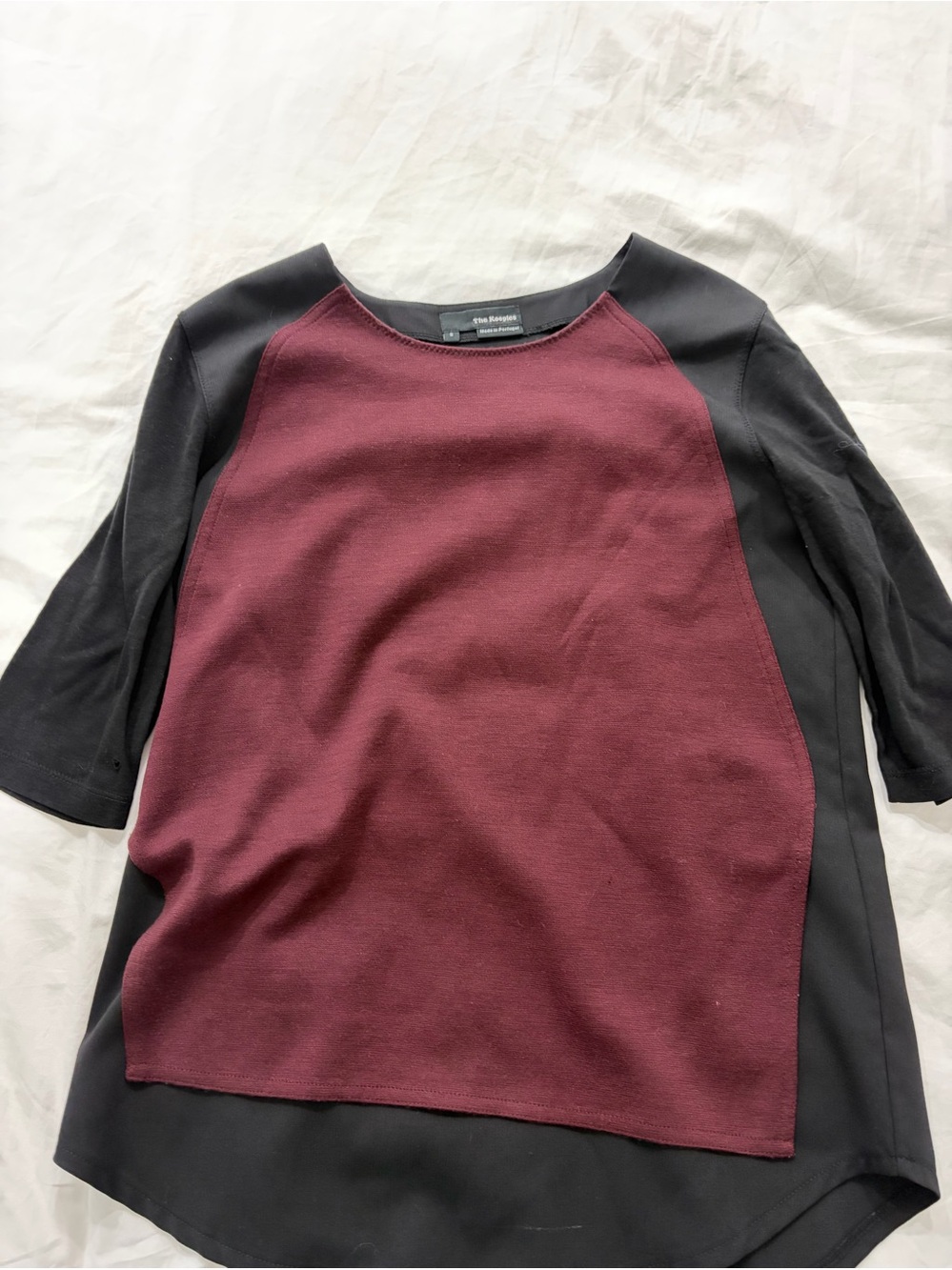 The Kooples Burgundy & Black 3/4 sleeve Knit Top